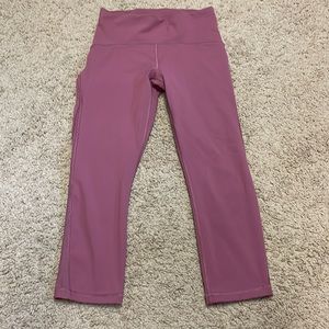 Lululemon pink side mesh crop leggings